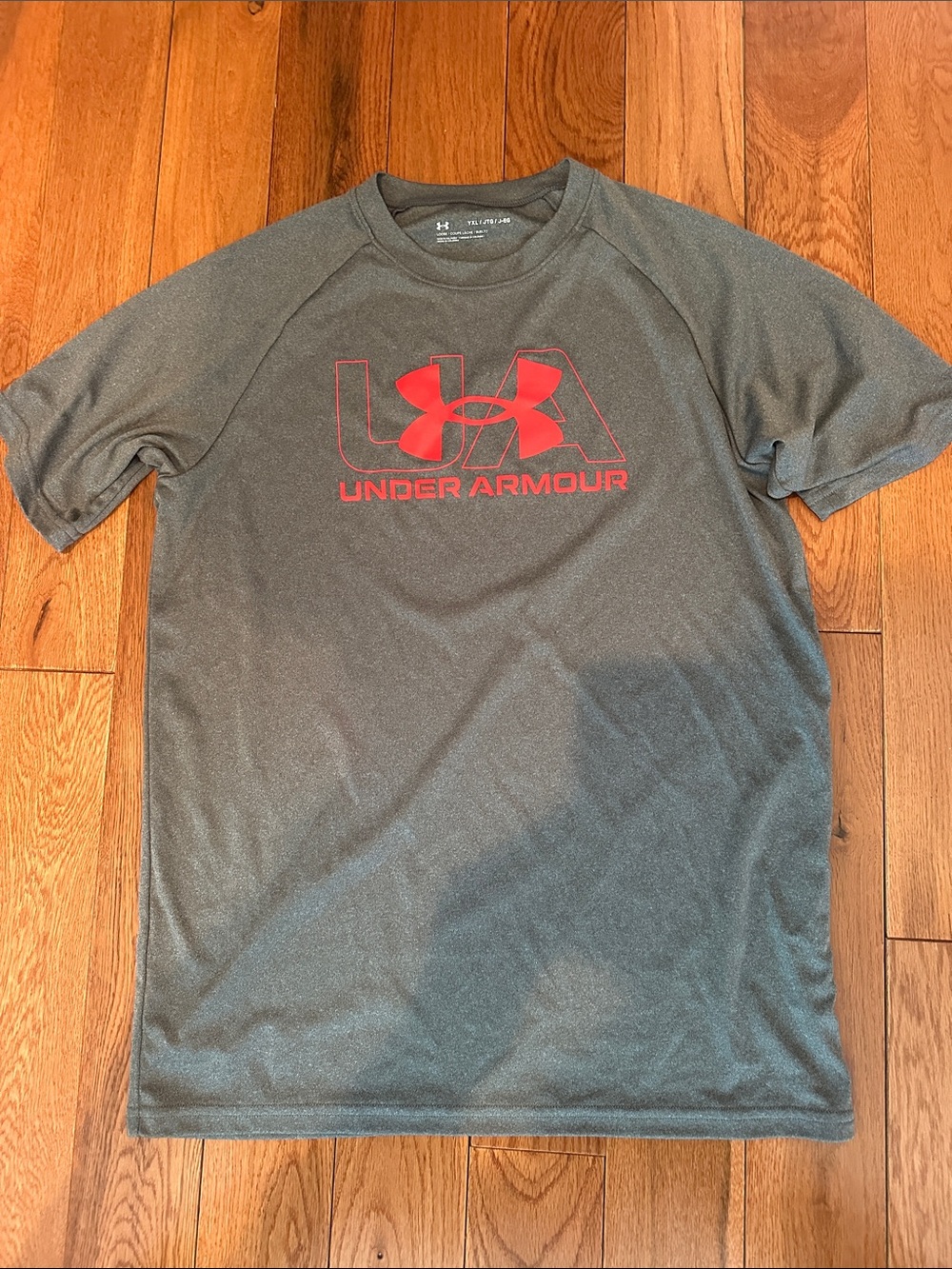 Under Armour Gray Heather Short-Sleeve Tee with Red Logo